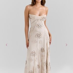 Elegant Cream Floral Slip Dress